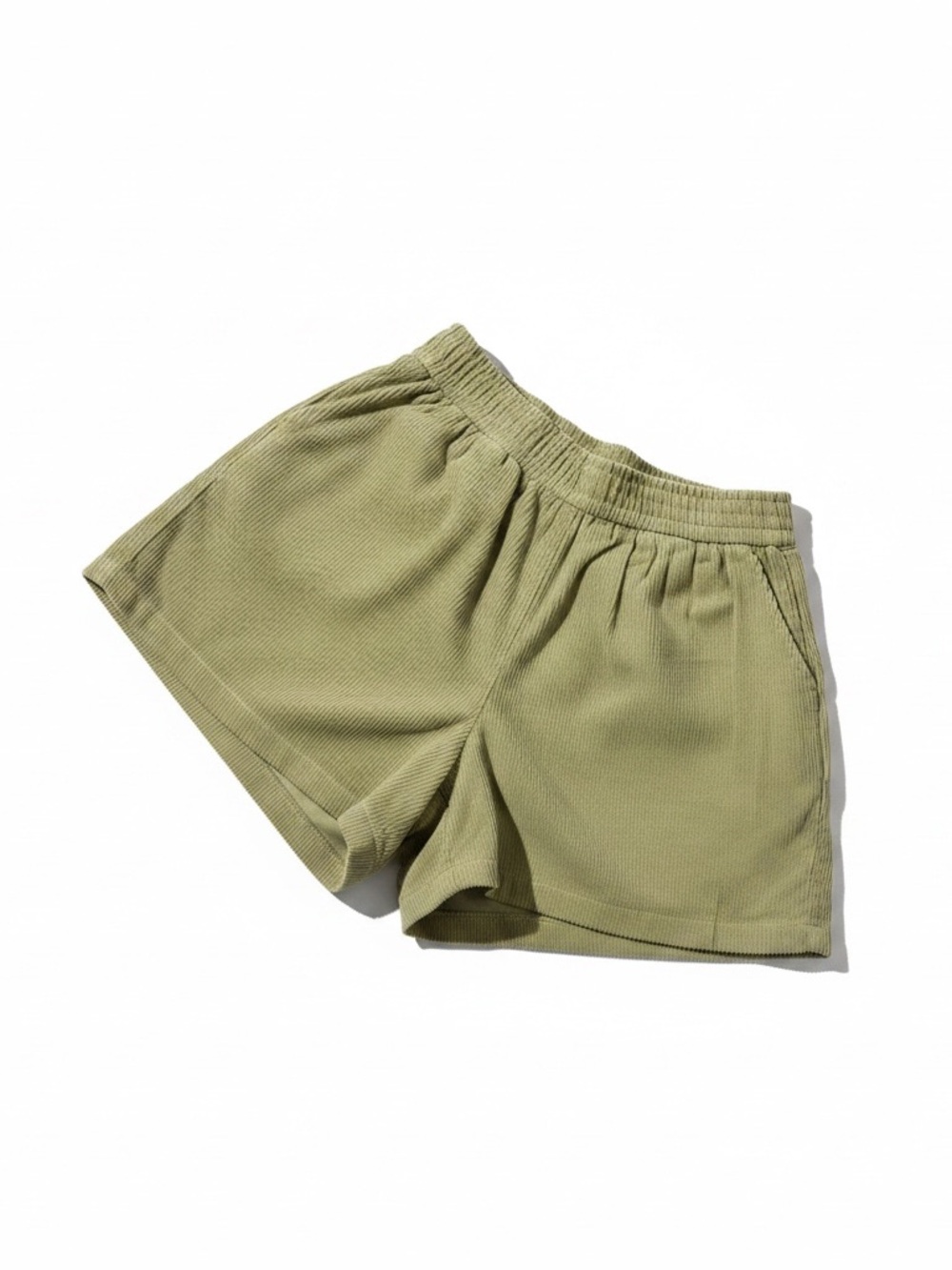 Lightweight Lined Cotton Pull on Shorts in Olive Green